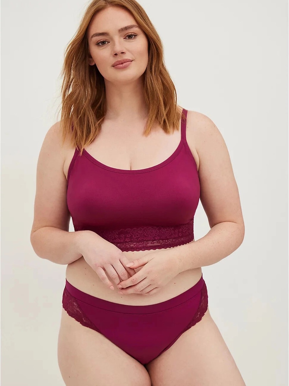 Torrid Curve Lightly Lined Seamless Lace Band Bralette | Berry | Size 1